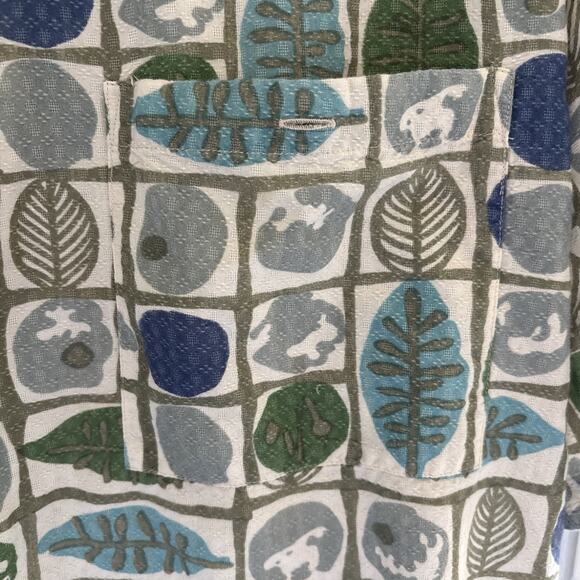 Vintage Chiamare Shirt Mens L Loop Collar SS Green Geometric Abstract Print - Picture 7 of 10